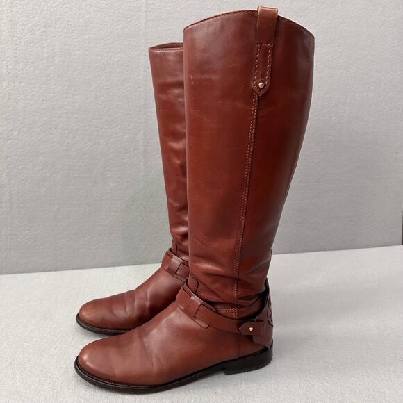 Tory Burch Shoes - Tory Burch Derby Tall Leather Riding Boots in Antique Brown US 9M